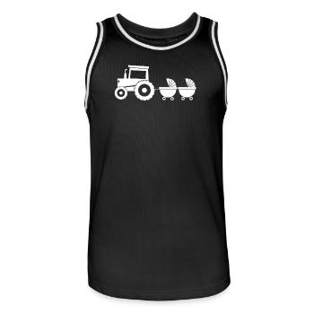 Tractor with baby cart - Twins - Men's Basketball Jersey - black/white - Front - AI Model Male 185 dark (185cm)