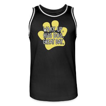 Wake Up Hug Dog Great Day - funny dog saying - Men's Basketball Jersey - black/white - Front - AI Model Male 185 dark (185cm)