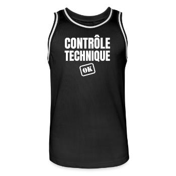 contrôle technique ok, phrase drôle - Maillot de basket Homme - noir/blanc - Devant - AI Model Male 185 dark (185cm)