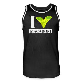 I love macaroni - Men's Basketball Jersey - black/white - Front - AI Model Male 185 dark (185cm)