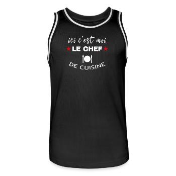 Chef Autoproclamé de Cuisine Humoristique - Maillot de basket Homme - noir/blanc - Devant - AI Model Male 185 dark (185cm)