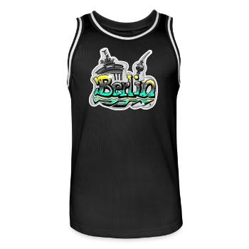 Berlin Schriftzug Graffiti - Männer Basketball-Trikot - Schwarz/Weiß - Vorne - AI Model Male 185 dark (185cm)