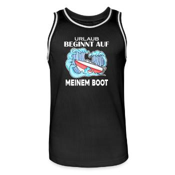 Urlaub Motorboot Kapitän Bootsführerschein - Männer Basketball-Trikot - Schwarz/Weiß - Vorne - AI Model Male 185 dark (185cm)