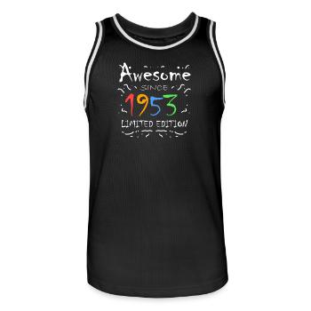 1953 - Né en 1953 - Fantastique depuis 1953 - Maillot de basket Homme - noir/blanc - Devant - AI Model Male 185 dark (185cm)