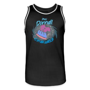 Verspieltes Dirndl Design mit Waschmaschine - Männer Basketball-Trikot - Schwarz/Weiß - Vorne - AI Model Male 185 dark (185cm)