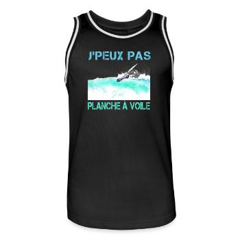 j'peux pas j'ai planche a voile - Maillot de basket Homme - noir/blanc - Devant - AI Model Male 185 dark (185cm)