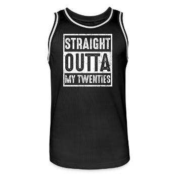 Straight Outta My Twenties - Men's Basketball Jersey - black/white - Front - AI Model Male 185 dark (185cm)