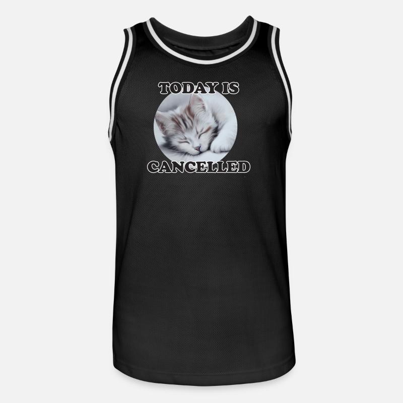 chat endormi - Maillot de basket Homme - noir/blanc