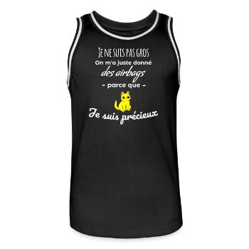 Cadeau humour chat je ne suis pas gros - Maillot de basket Homme - noir/blanc - Devant - AI Model Male 185 dark (185cm)