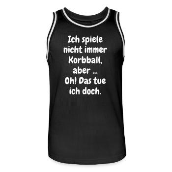 Ich spiele nicht immer Korbball (weiße Schrift) - Männer Basketball-Trikot - Schwarz/Weiß - Vorne - AI Model Male 185 dark (185cm)