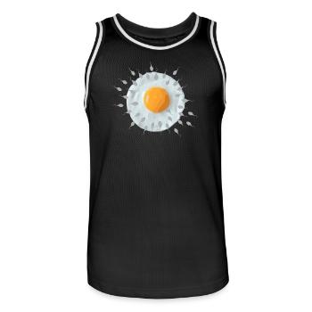 Breakfast egg - Men's Basketball Jersey - black/white - Front - AI Model Male 185 dark (185cm)