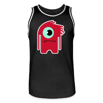 Rotes Zyklopenmonster | Lustiger Chibi-Alien - Männer Basketball-Trikot - Schwarz/Weiß - Vorne - AI Model Male 185 dark (185cm)