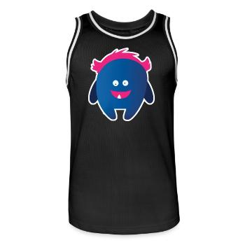 Monstre bleu mignon | Créature aux cheveux roses drôles - Maillot de basket Homme - noir/blanc - Devant - AI Model Male 185 dark (185cm)
