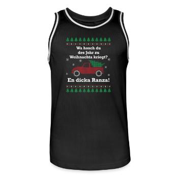 Wa hosch du des Johr zu Weihnachta kriegt? - Männer Basketball-Trikot - Schwarz/Weiß - Vorne - AI Model Male 185 dark (185cm)