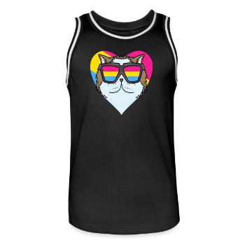 Pansexual Cat Persian Cat Heart Gift - Men's Basketball Jersey - black/white - Front - AI Model Male 185 dark (185cm)