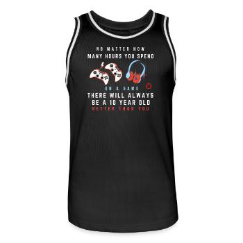 Game Rivalry Quip Tee - Men's Basketball Jersey - black/white - Front - AI Model Male 185 dark (185cm)