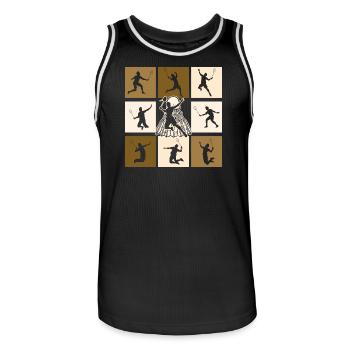 Badminton - Men's Basketball Jersey - black/white - Front - AI Model Male 185 dark (185cm)