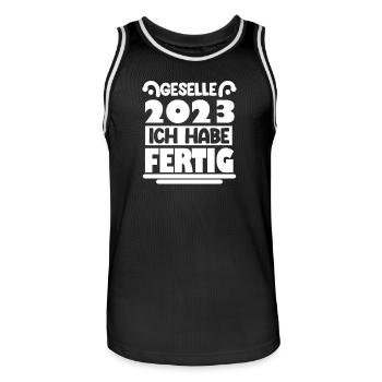 Geselle 2023 Gesellenprüfung - Männer Basketball-Trikot - Schwarz/Weiß - Vorne - AI Model Male 185 dark (185cm)