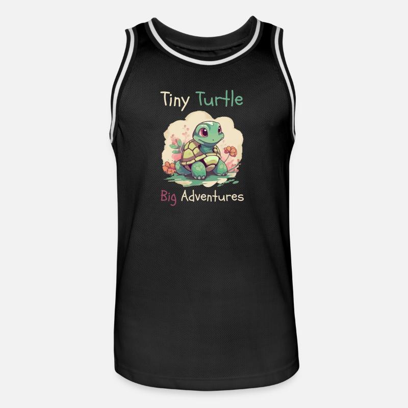 Tiny Turtle Abenteuer Design - Männer Basketball-Trikot - Schwarz/Weiß