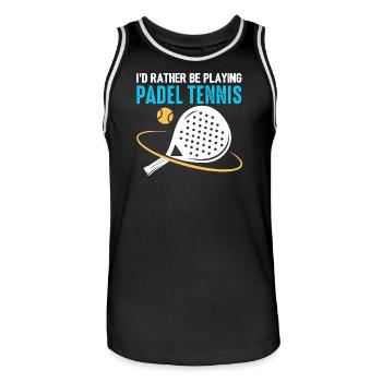 Padel Id Rather Be Playing Padel Tennis - Men's Basketball Jersey - black/white - Front - AI Model Male 185 dark (185cm)