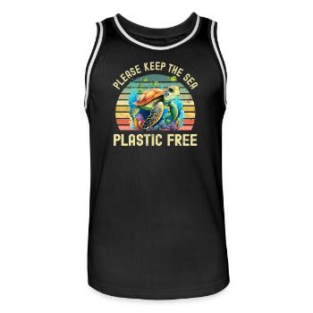 Protection de l’environnement des tortues marines - Maillot de basket Homme - noir/blanc - Devant - AI Model Male 185 dark (185cm)