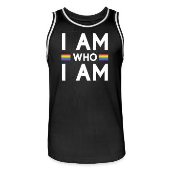 Mois de la fierté - Je suis qui je suis - LGBTQ+ - Maillot de basket Homme - noir/blanc - Devant - AI Model Male 185 dark (185cm)