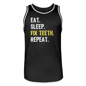 Eat Sleep Fix Teeth Repeat Dentist Shirt - Men's Basketball Jersey - black/white - Front - AI Model Male 185 dark (185cm)