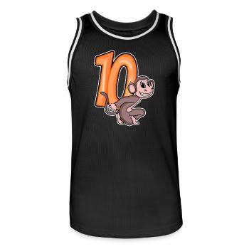 10 birthday 10 years old with animal motif - ten - Men's Basketball Jersey - black/white - Front - AI Model Male 185 dark (185cm)