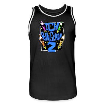 2 Geburtstag Junge Astronaut Rakete - zwei Jahre - Männer Basketball-Trikot - Schwarz/Weiß - Vorne - AI Model Male 185 dark (185cm)
