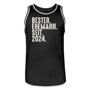 Bester Ehemann seit 2024 Ehe Hochzeit Verheiratet - Männer Basketball-Trikot - Schwarz/Weiß - Vorne - AI Model Male 185 dark (185cm)