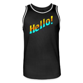 Hello! - Men's Basketball Jersey - black/white - Front - AI Model Male 185 dark (185cm)