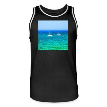 Summer Sailing - Men's Basketball Jersey - black/white - Front - AI Model Male 185 dark (185cm)
