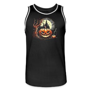 Halloween Pumpkin - Men's Basketball Jersey - black/white - Front - AI Model Male 185 dark (185cm)