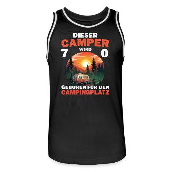 Lustiger Camper 70 Geburtstag Camping Spruch - Männer Basketball-Trikot - Schwarz/Weiß - Vorne - AI Model Male 185 dark (185cm)