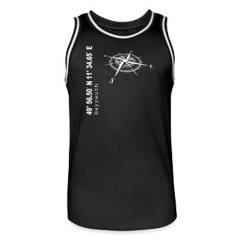 Koordinaten Bayreuth - Männer Basketball-Trikot - Schwarz/Weiß - Vorne - AI Model Male 185 dark (185cm)