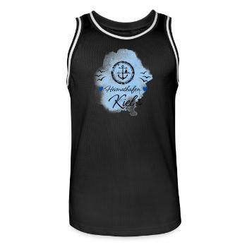 Kiel Liebe Heimathafen mit Anker - Männer Basketball-Trikot - Schwarz/Weiß - Vorne - AI Model Male 185 dark (185cm)