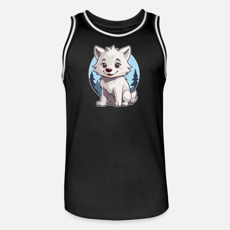 Niedlicher Wolf oder Hund Husky - Männer Basketball-Trikot - Schwarz/Weiß