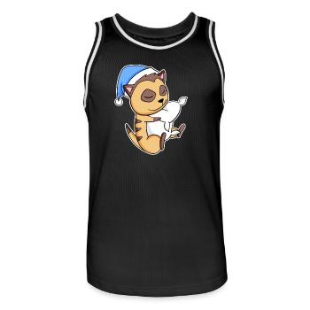 Meerkat with pillow and sleepy cap - Men's Basketball Jersey - black/white - Front - AI Model Male 185 dark (185cm)