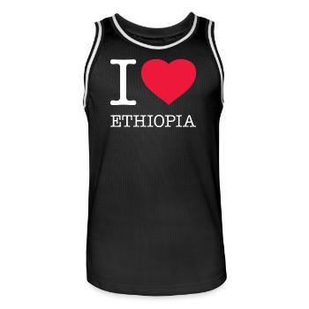 I LOVE ETHIOPIA Äthopien - Men's Basketball Jersey - black/white - Front - AI Model Male 185 dark (185cm)