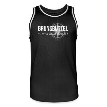 Koordinaten Brunsbüttel - Männer Basketball-Trikot - Schwarz/Weiß - Vorne - AI Model Male 185 dark (185cm)