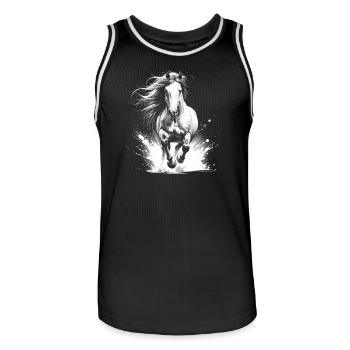 Cool horse in gallop as portrait - Men's Basketball Jersey - black/white - Front - AI Model Male 185 dark (185cm)