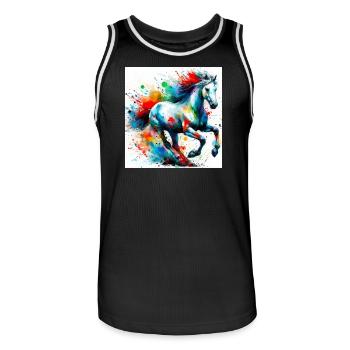 Pferd - Männer Basketball-Trikot - Schwarz/Weiß - Vorne - AI Model Male 185 dark (185cm)
