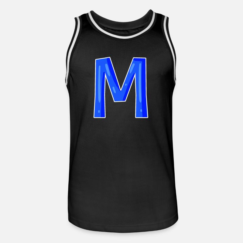 Buchstabe M - Anfangsbuchstabe M - Männer Basketball-Trikot - Schwarz/Weiß