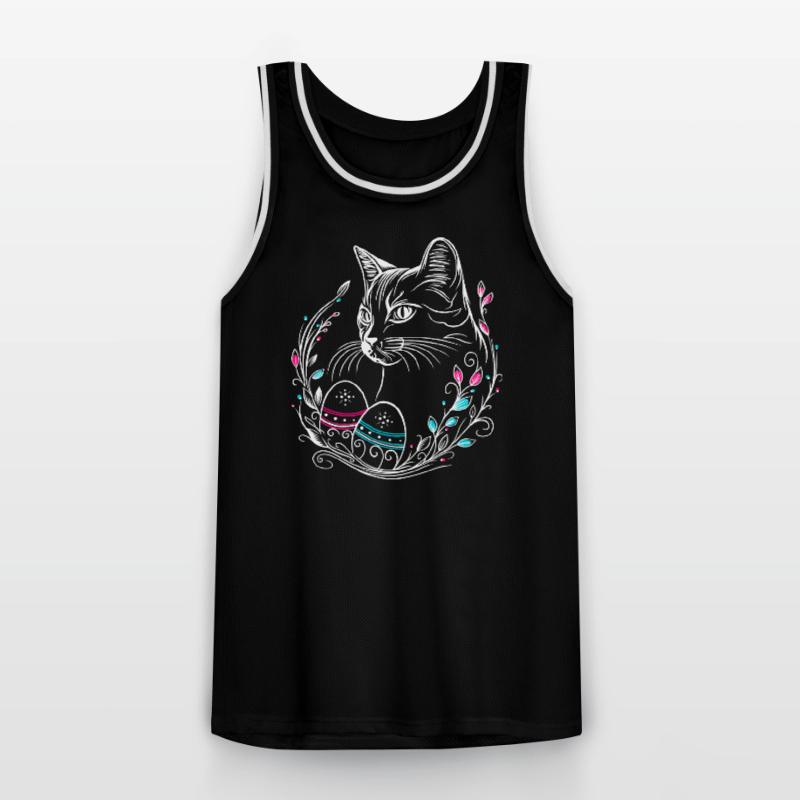 Cat Easter Easter Eggs Easter Cat Men's Basketball Jersey