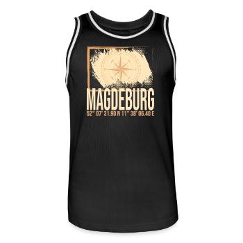 Magdeburg Koordinaten - Männer Basketball-Trikot - Schwarz/Weiß - Vorne - AI Model Male 185 dark (185cm)