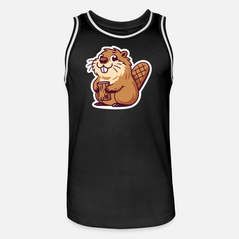 Mème de castor - Maillot de basket Homme - noir/blanc