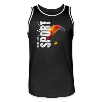 Eins mit dem Sport - Paragliden - Männer Basketball-Trikot - Schwarz/Weiß - Vorne - AI Model Male 185 dark (185cm)