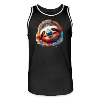 Faultier - Männer Basketball-Trikot - Schwarz/Weiß - Vorne - AI Model Male 185 dark (185cm)