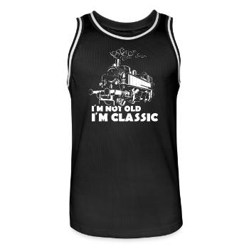 Lokomotive lustige Sprüche not old classic Zug - Männer Basketball-Trikot - Schwarz/Weiß - Vorne - AI Model Male 185 dark (185cm)
