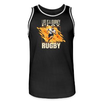 Life is a journey - Play Rugby - Männer Basketball-Trikot - Schwarz/Weiß - Vorne - AI Model Male 185 dark (185cm)